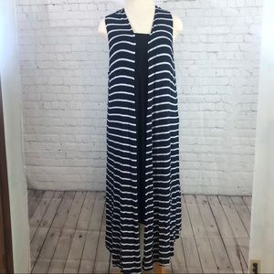 LuLaRoe Navy & White Stripe Joy Duster Vest Sz. XL